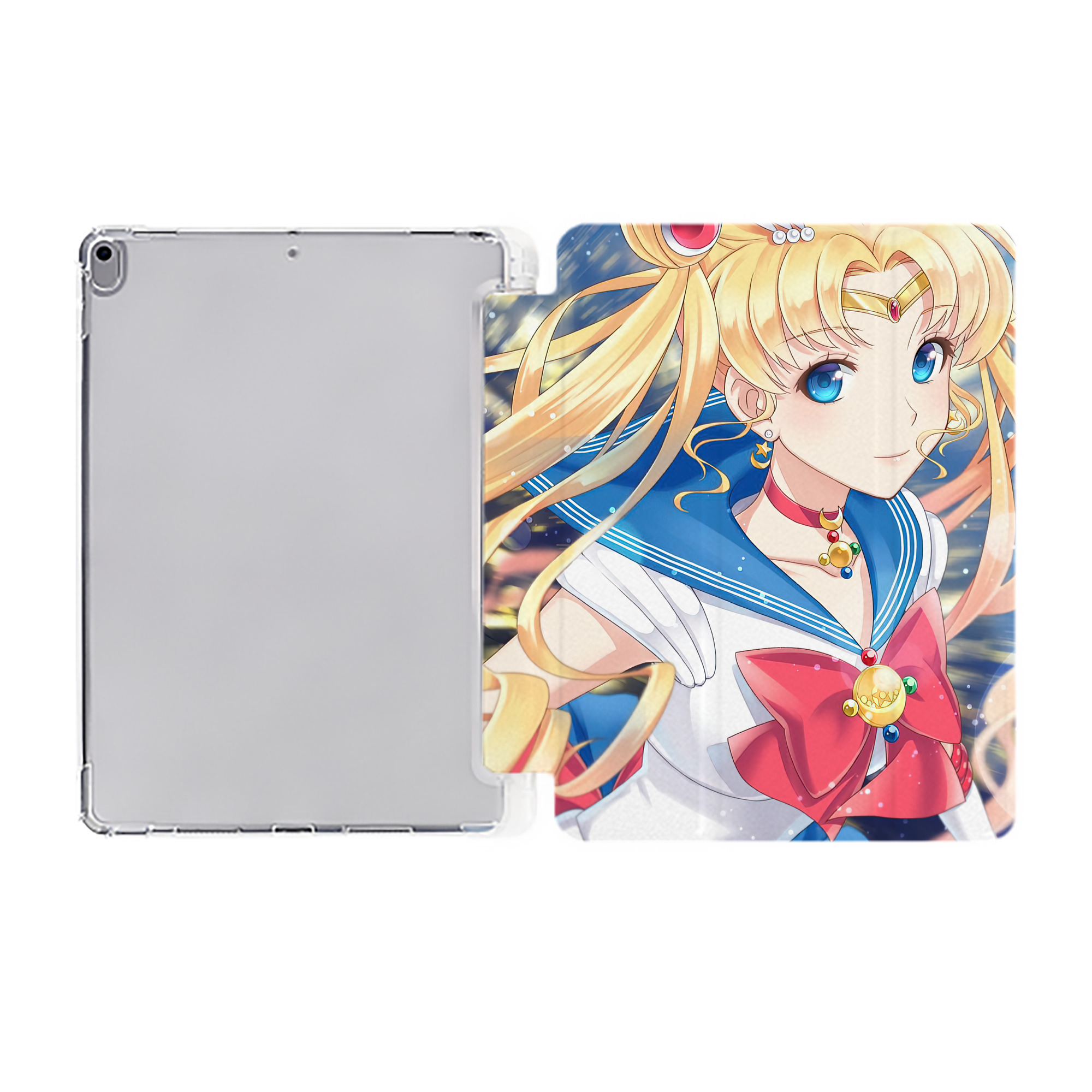 （画像用） 美少女戦士セーラームーン Sailor Moon IPad ケース ペン収納付き 三つ折りスタンド PUレザー×シリコン 対応機種9.5/10.5/10.9インチ